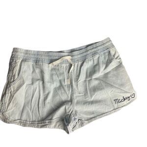 Junk Food‎ Women’s Pull On Disney Mickey Mouse Embroidered Chambray Shorts Sz XL